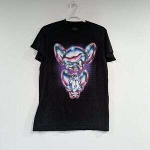 *3/$10* Warner Bros. Pinky and the Brain Neon Tee Black Pink Blue Size Medium